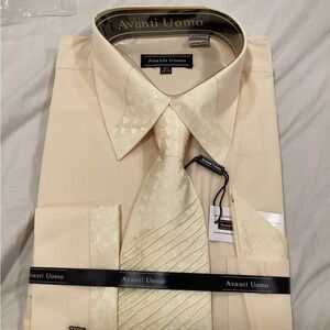 Avanti Uomo Ivory Men's Dress Shirt with Tie